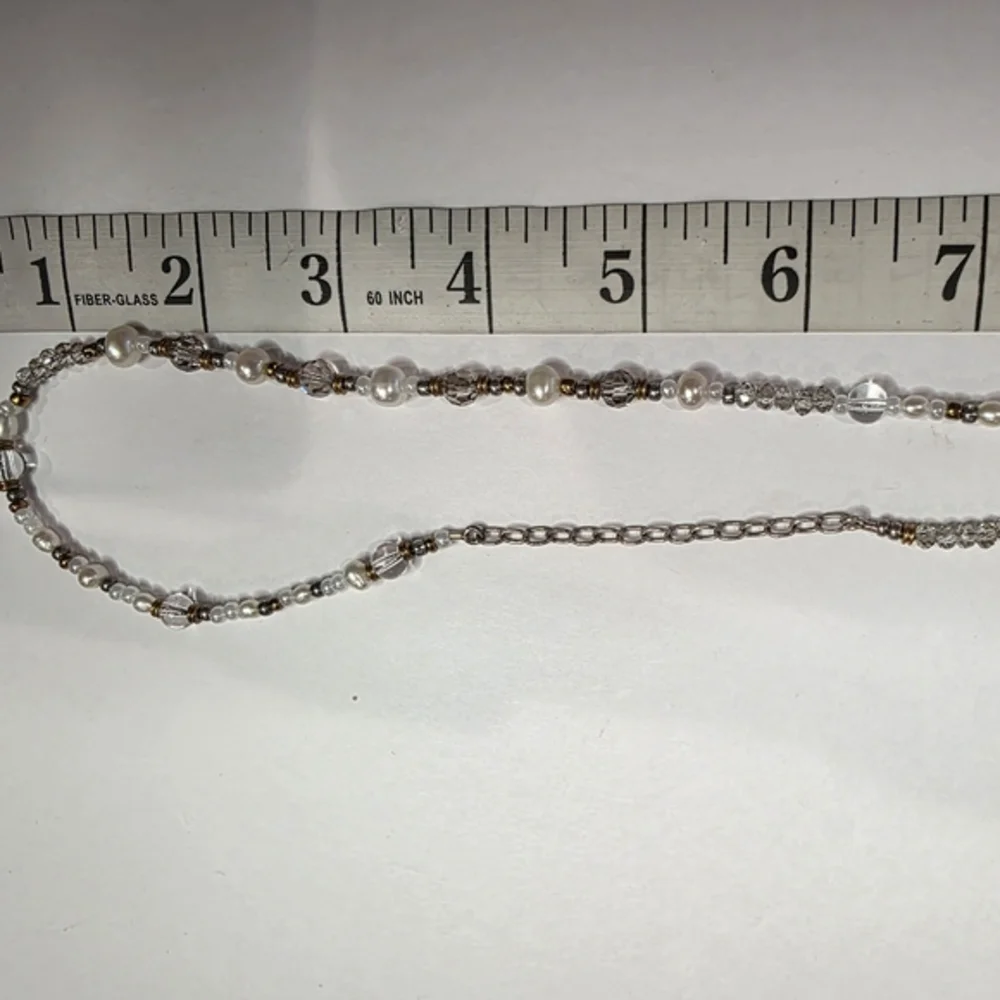 SILPADA‎ Stardust 54 Sterling Silver Brass Pearl Crystal Beaded Necklace - Picture 6 of 12